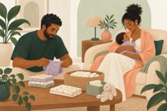 Pai participa do cuidado da família.